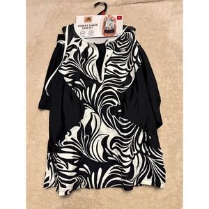 NWT ZeroXposur Womens Tankini Swim Set Black White  XL 4 Way Stretch Lightweight